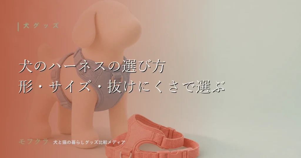 犬のハーネスの選び方を形・サイズ・抜けにくさの軸で解説する記事のアイキャッチ画像