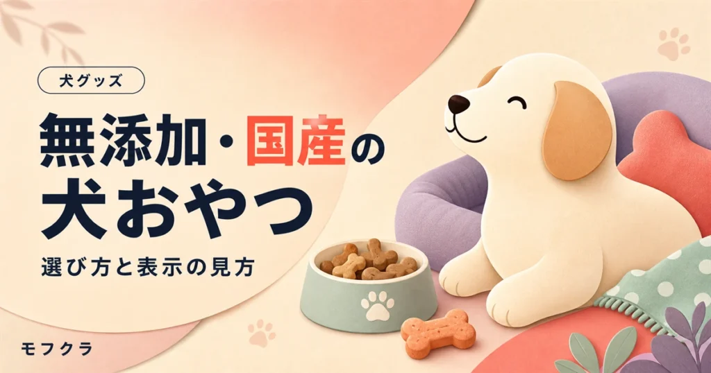 無添加・国産の犬用おやつの選び方と原材料表示の見方を解説する記事のアイキャッチ画像