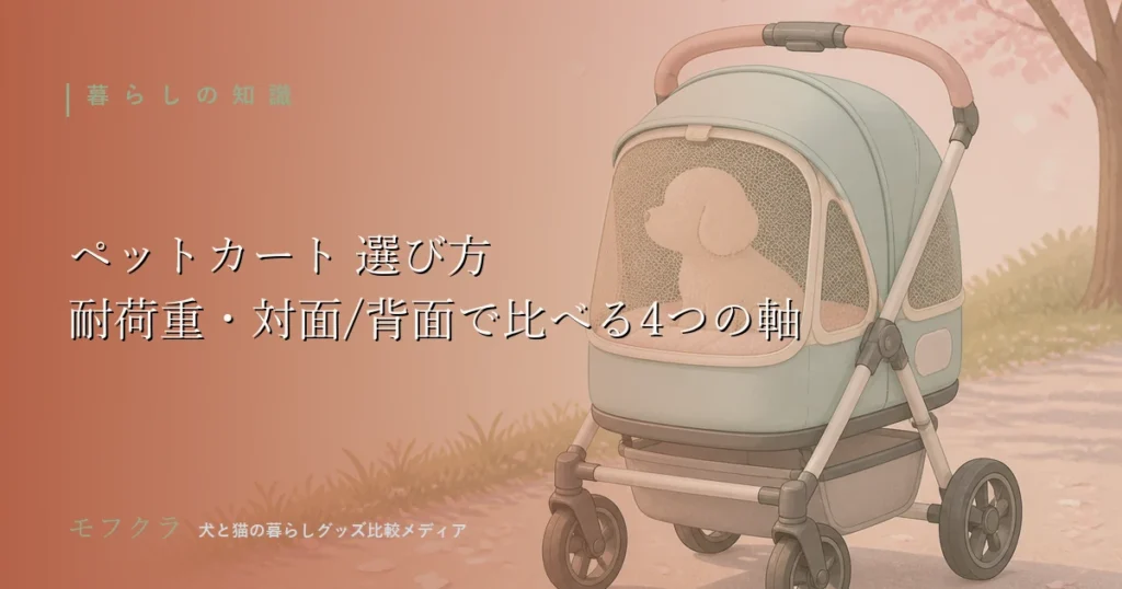 ペット用おでかけカート・バギーの選び方を4つの軸で比較する記事のアイキャッチ画像