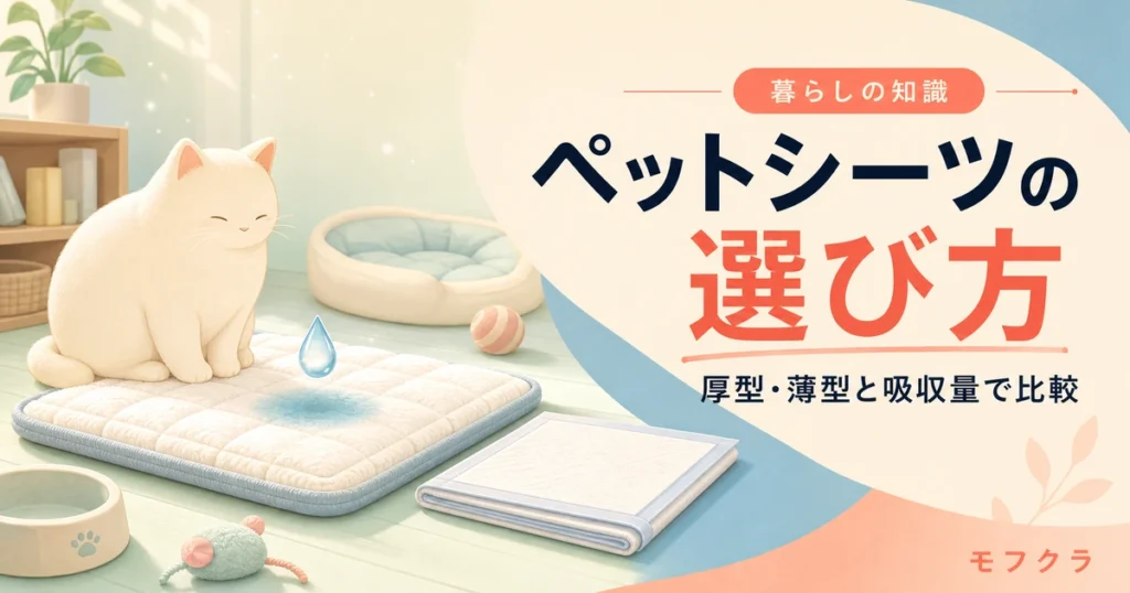 厚型・薄型ペットシーツの選び方を比較するアイキャッチ画像